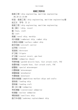 船舶工程英语模板