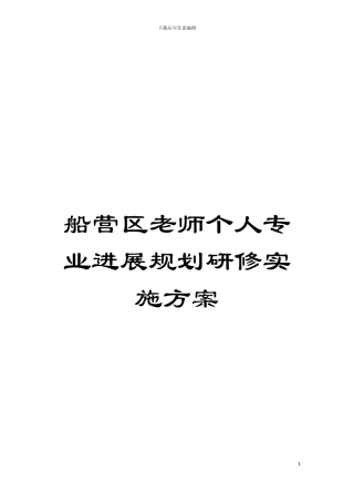 船营区教师个人专业发展规划研修实施方案模板