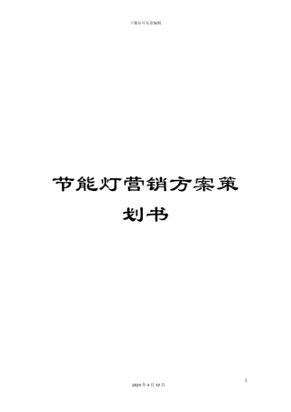 节能灯营销方案策划书