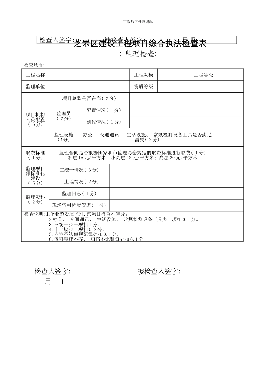 芝罘区工程项目综合执法检查表模板_第2页
