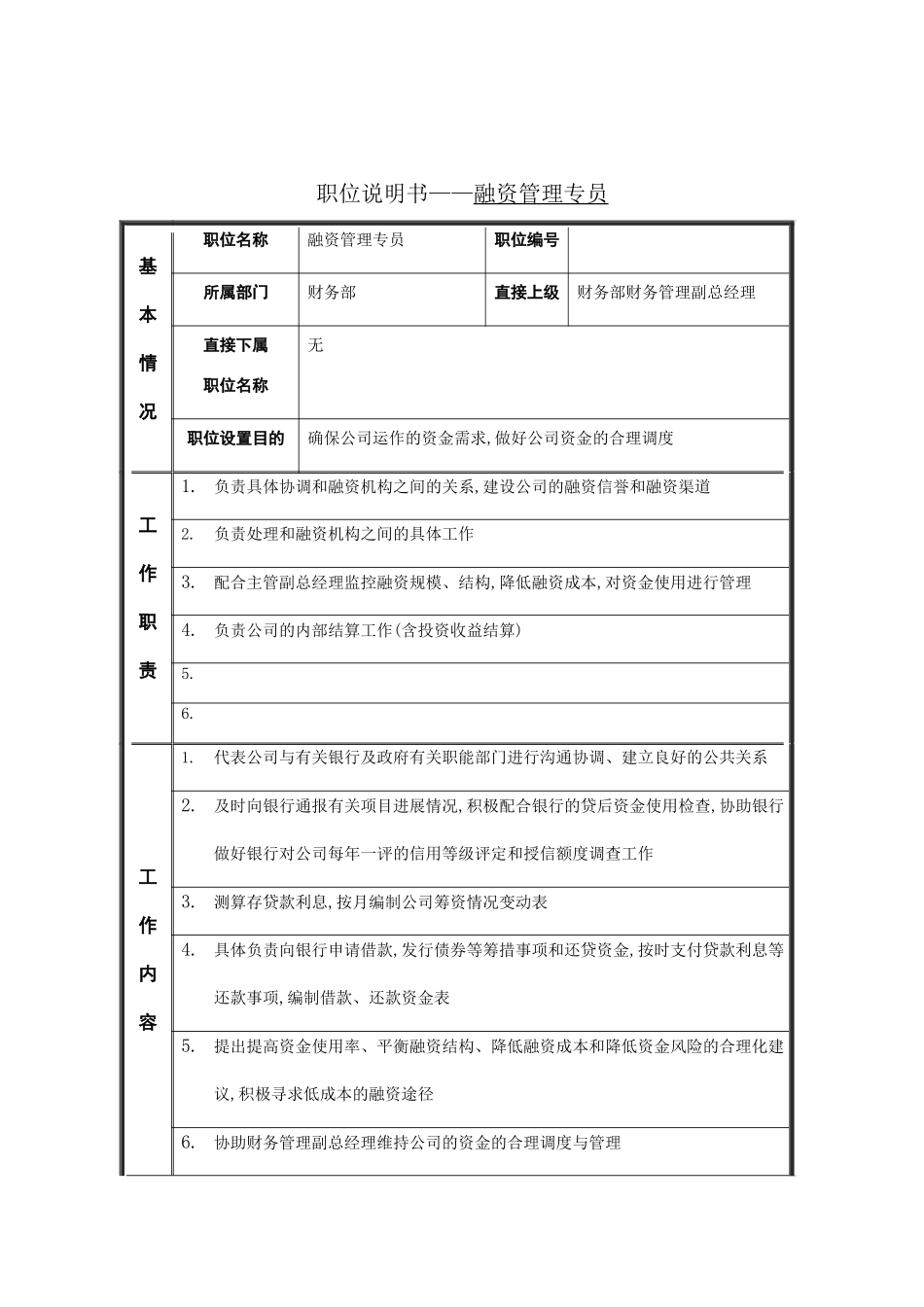 融资管理专员职位说明书_第2页