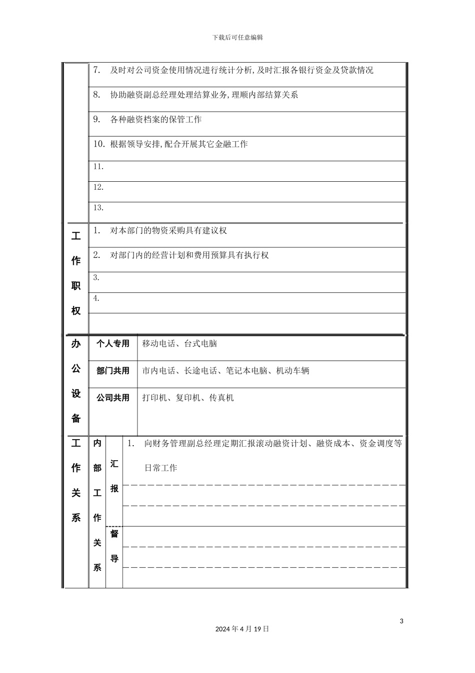 融资管理专员职位说明书_第3页