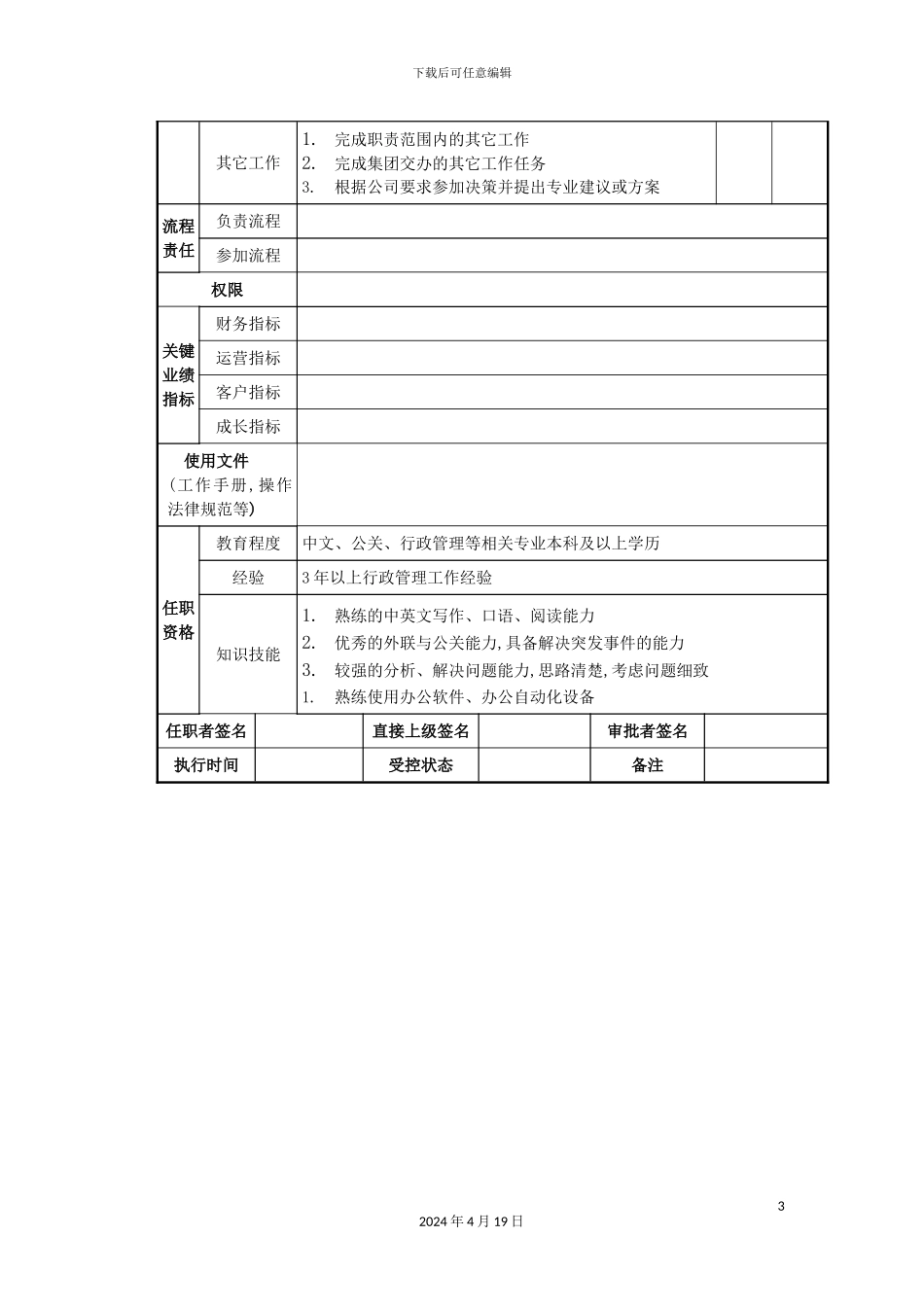 行政中心秘书处主任岗位职责_第3页