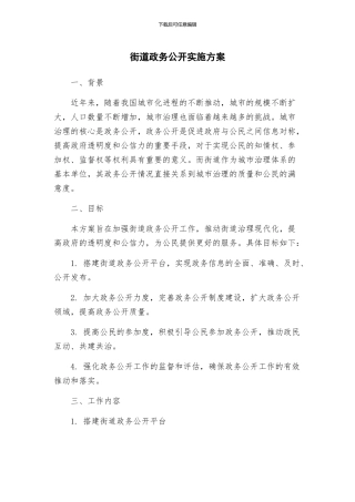 街道政务公开实施方案