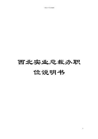西北实业总裁办职位说明书模板
