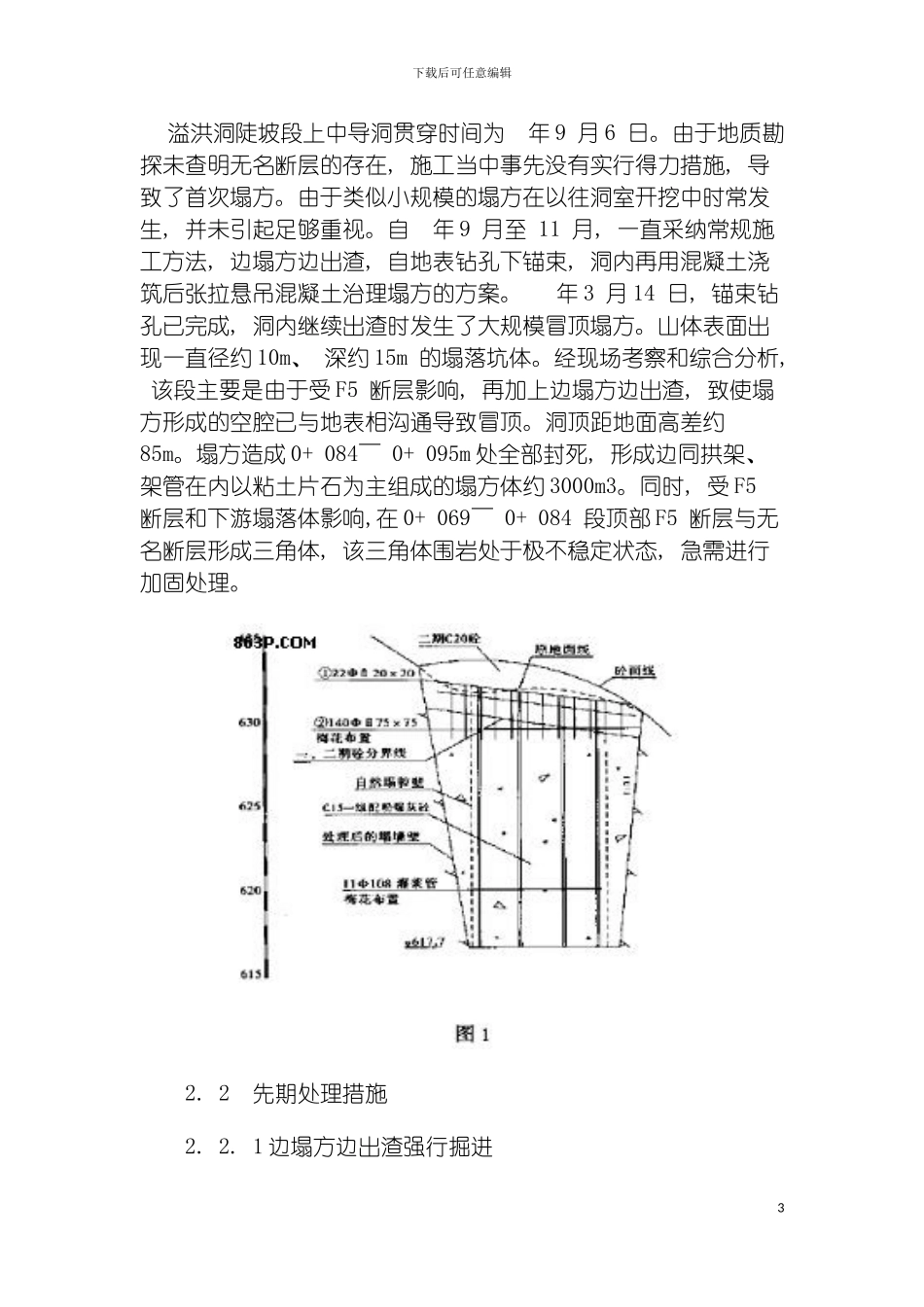 西安市黑河金盆水利枢纽溢洪洞陡坡段冒顶塌方处理方案模板_第3页