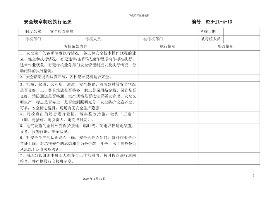 规章制度执行记录参考_第2页