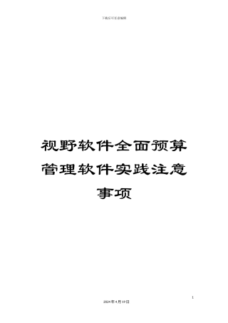 视野软件全面预算管理软件实践注意事项