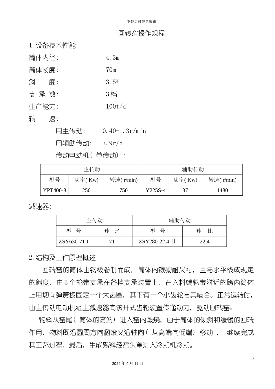 设备技术资料回转窑操作规程模板_第2页