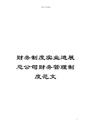财务制度实业发展总公司财务管理制度范文模板