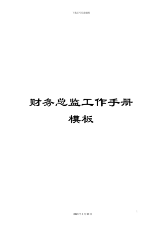 财务总监工作手册模板