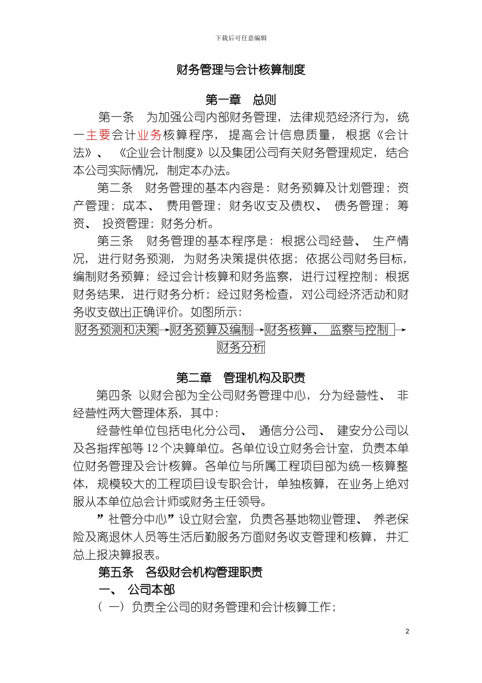 财务管理制度与会计核算制度模板_第2页