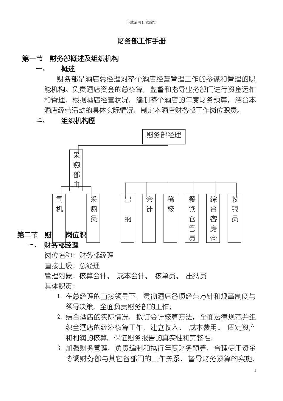 财务管理酒店财务部工作手册模板_第2页