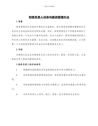 财务负责人任命与委派管理办法