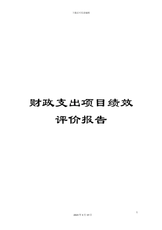 财政支出项目绩效评价报告