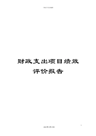 财政支出项目绩效评价报告