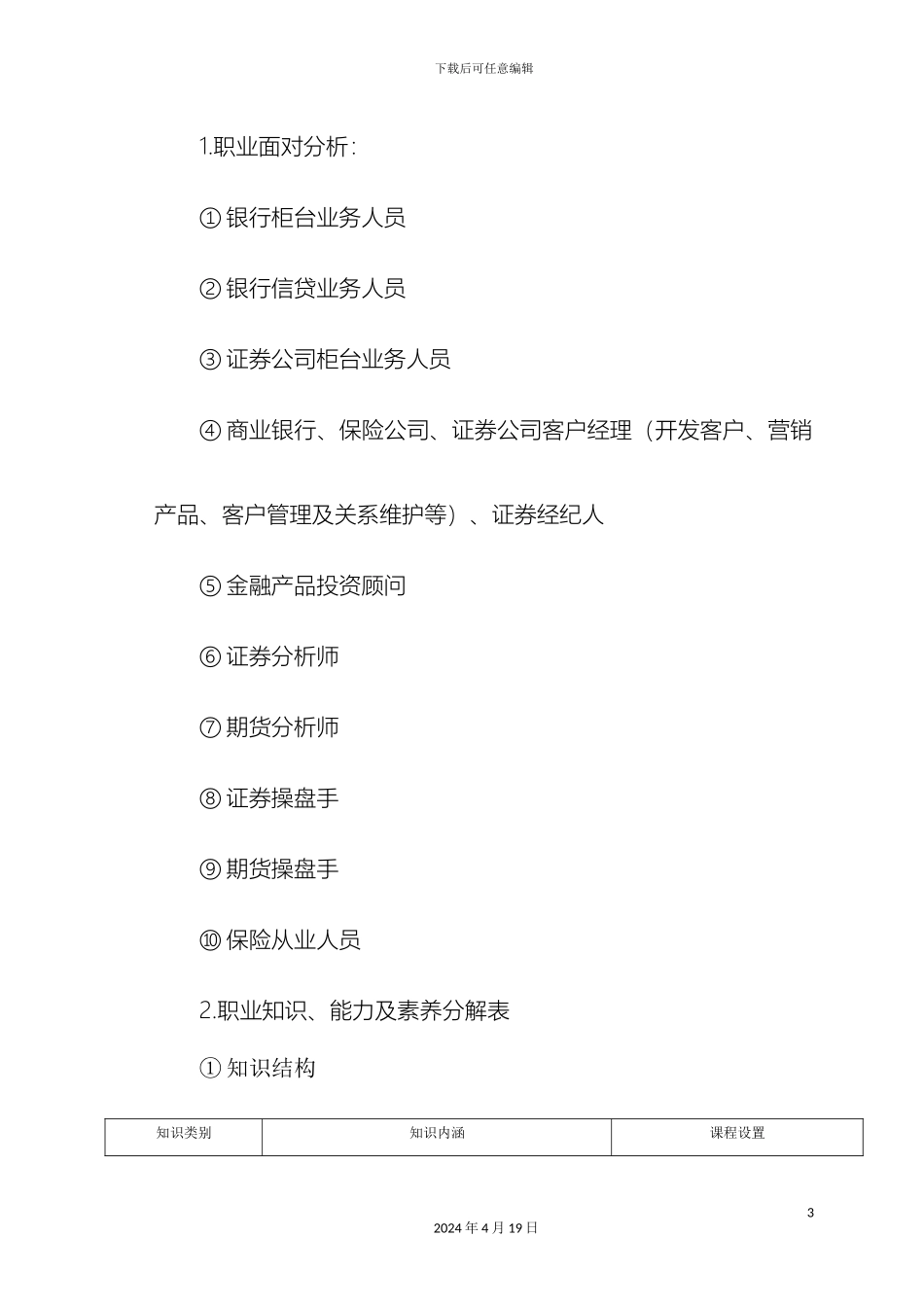 财经管理系级金融与证券专业人才培养方案_第3页