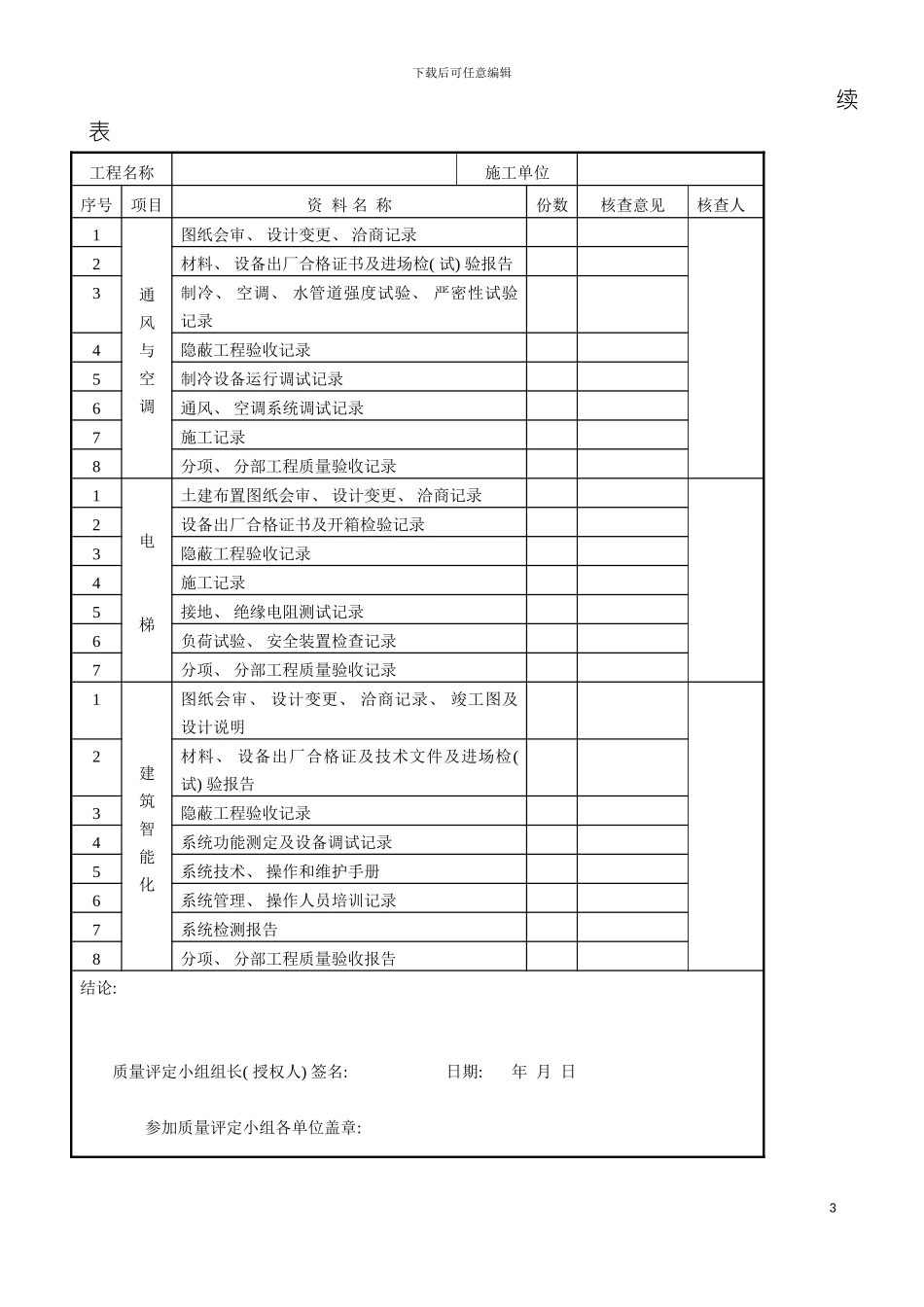 质量控制资料核查表模板_第3页