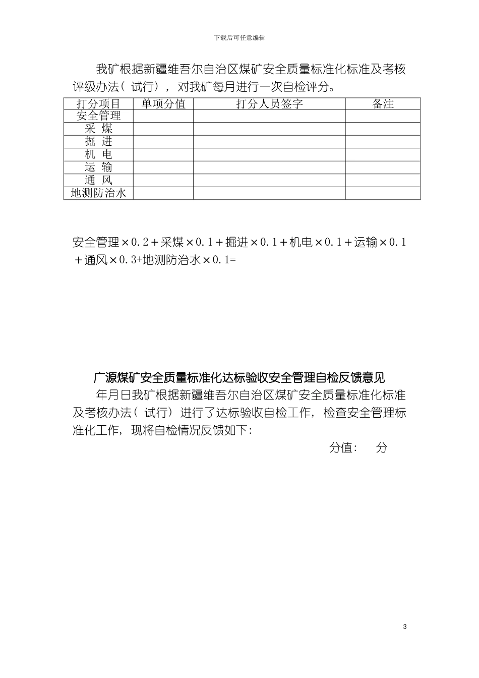 质量标准化自检打分表模板_第3页