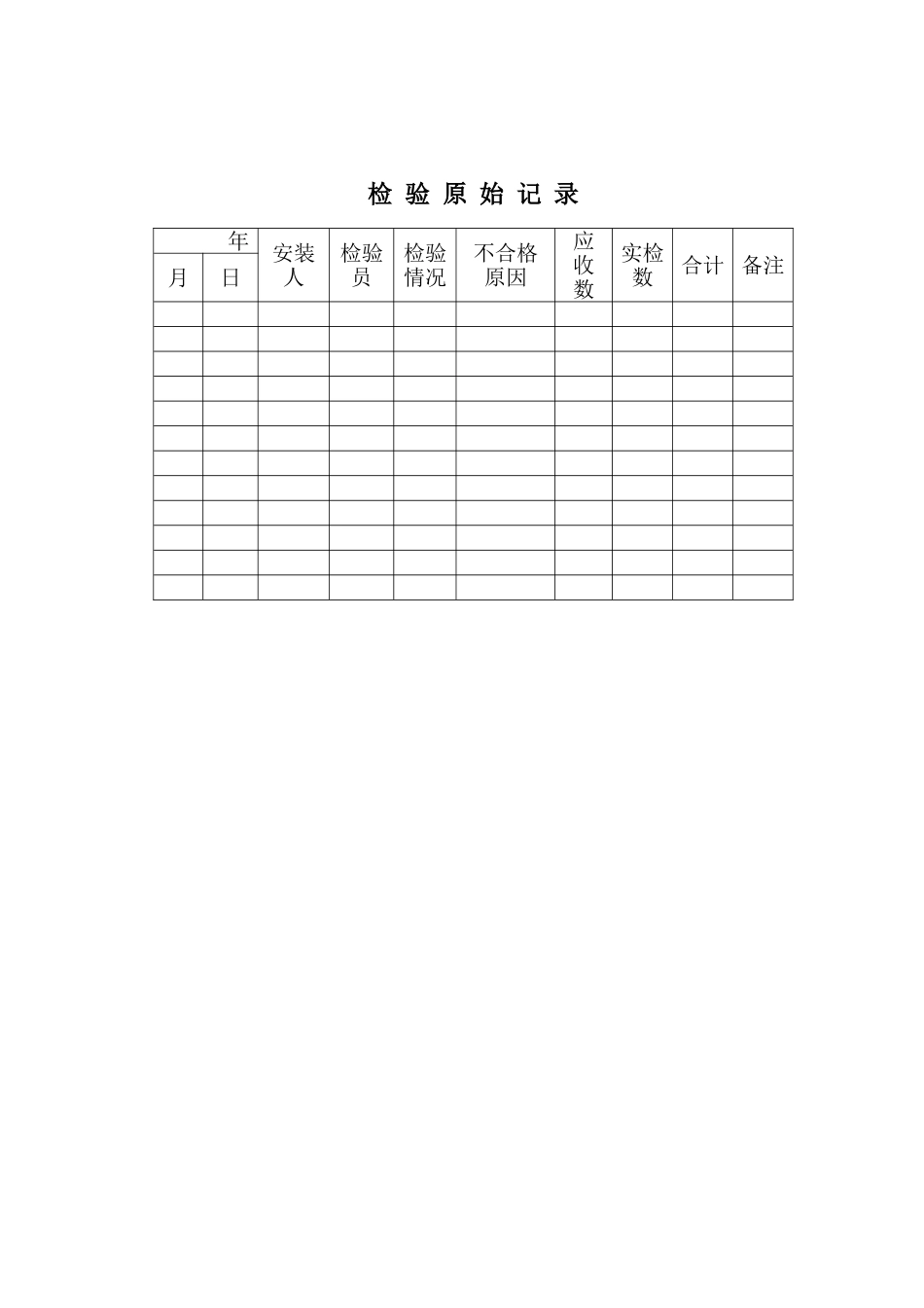 质量检验表格检验原始记录模板_第2页