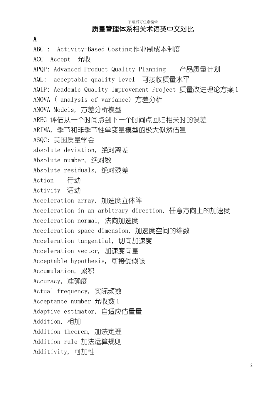 质量管理体系相关术语英中文对照模板_第2页