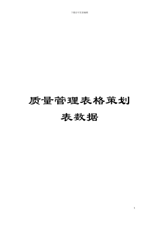 质量管理表格策划表数据模板