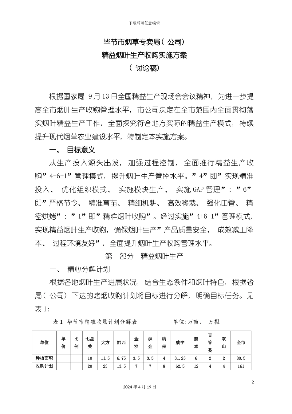 贵州省烟草公司毕节市公司精益烟叶生产收购实施方案讨论稿模板_第2页