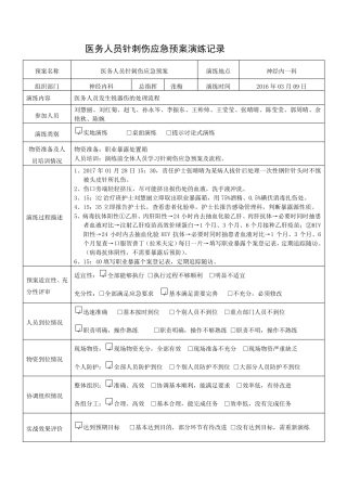 医务人员针刺伤应急预案演练记录