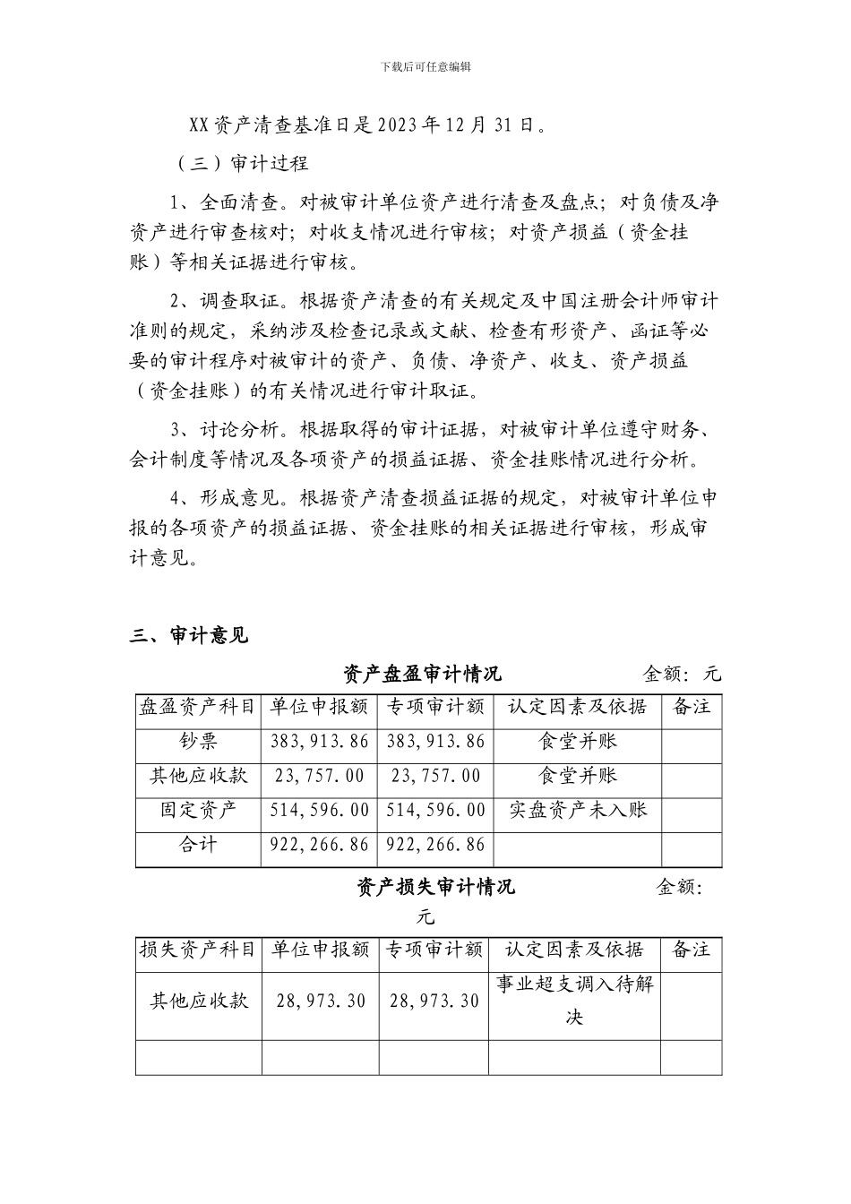 资产清查专项审计报告范本_第2页