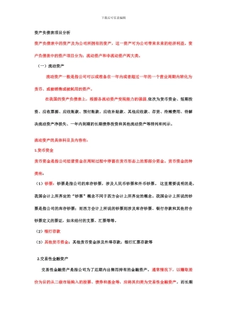 资产负债表项目分析