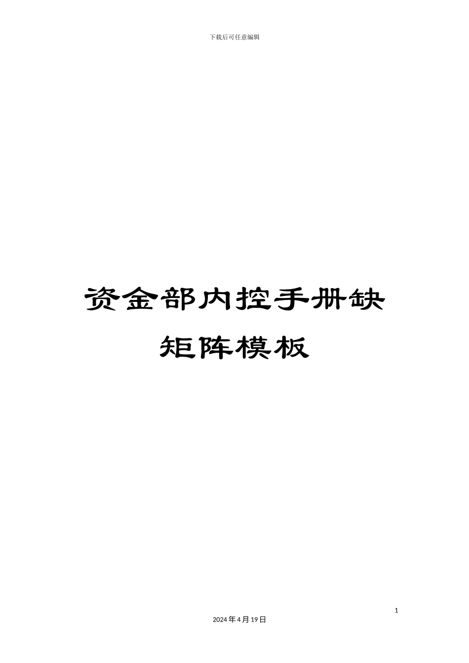 资金部内控手册缺矩阵模板_第1页