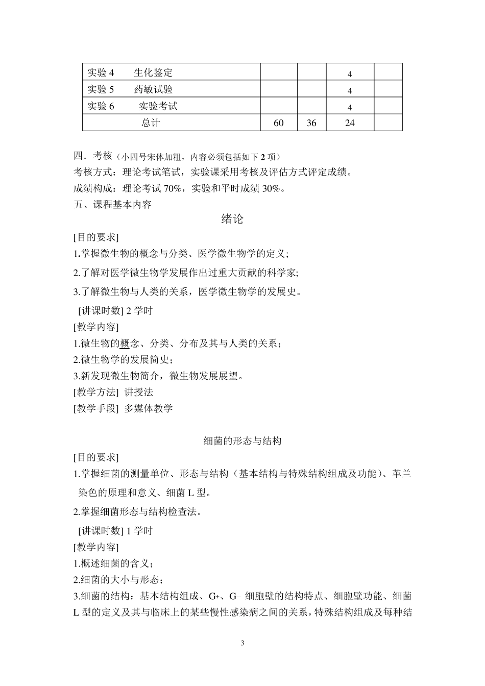 医学微生物学教学大纲(第八版)_第3页