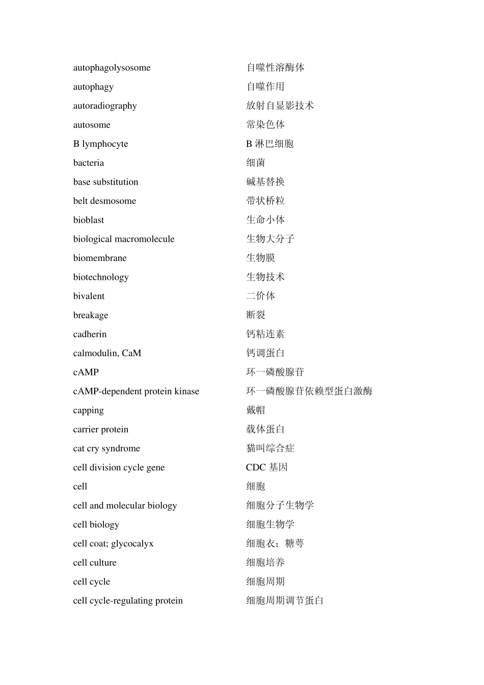 医学细胞生物学英文词汇翻译_第2页