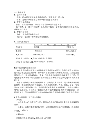 医学统计学考试重点整理