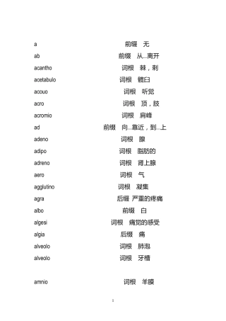医学英语词根词缀整理完善版