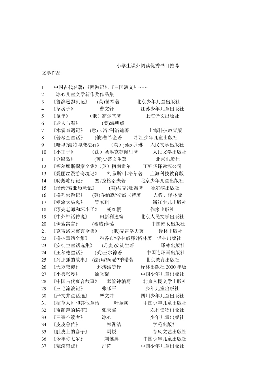 四年级推荐课外书_第1页