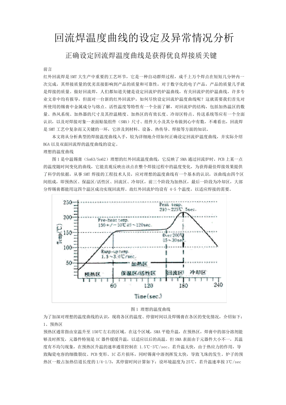 回流焊炉温曲线的设定及异常情况分析_第1页