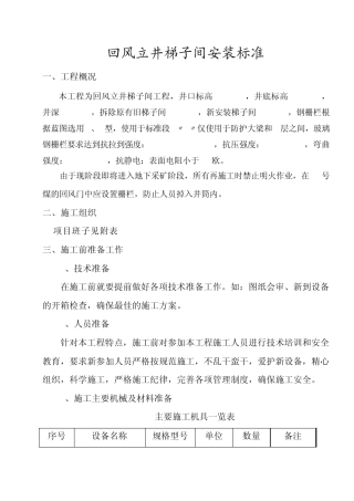 回风立井梯子间安装标准