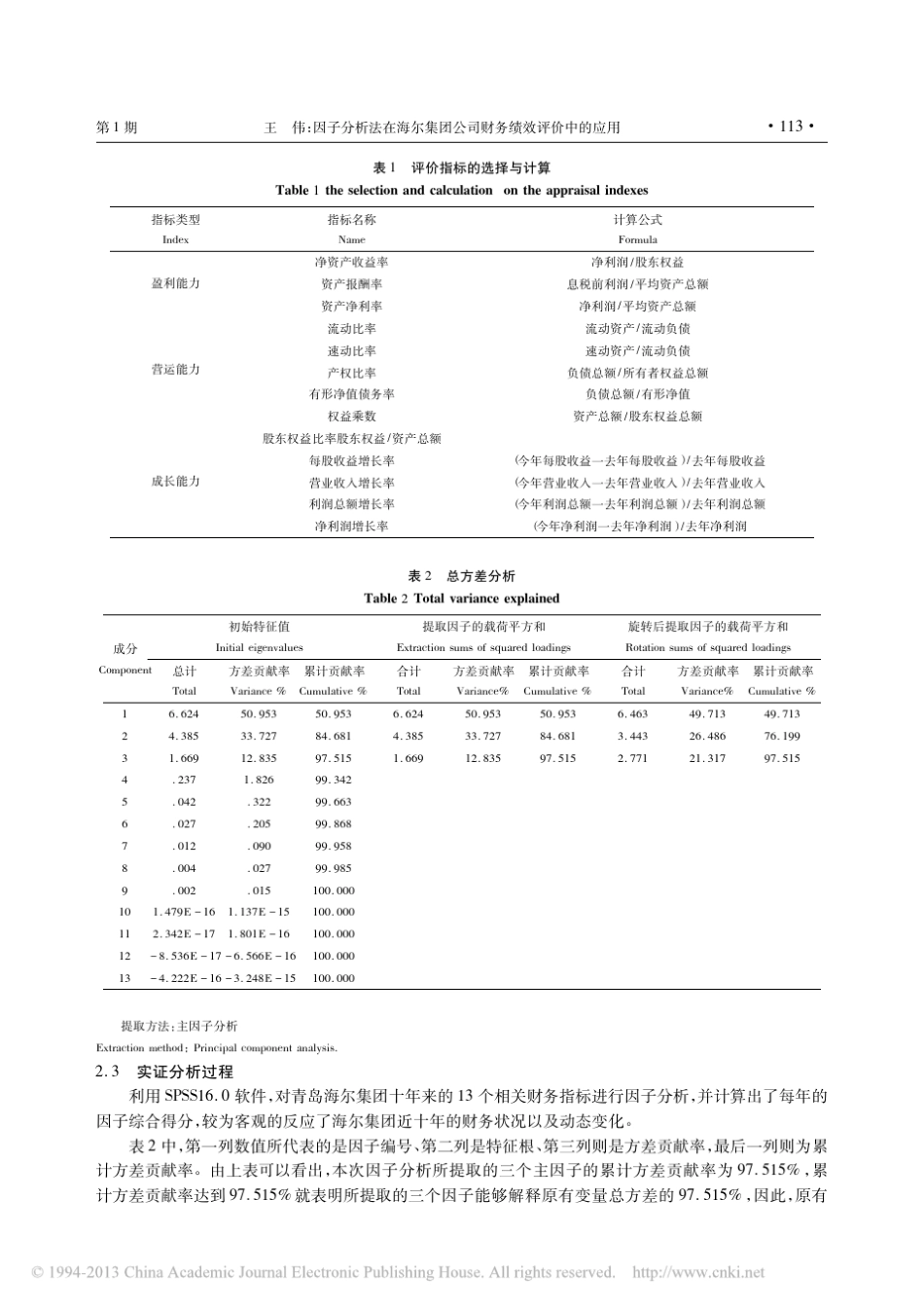 因子分析法在海尔集团公司财务绩效评价中的应用_王伟_第3页