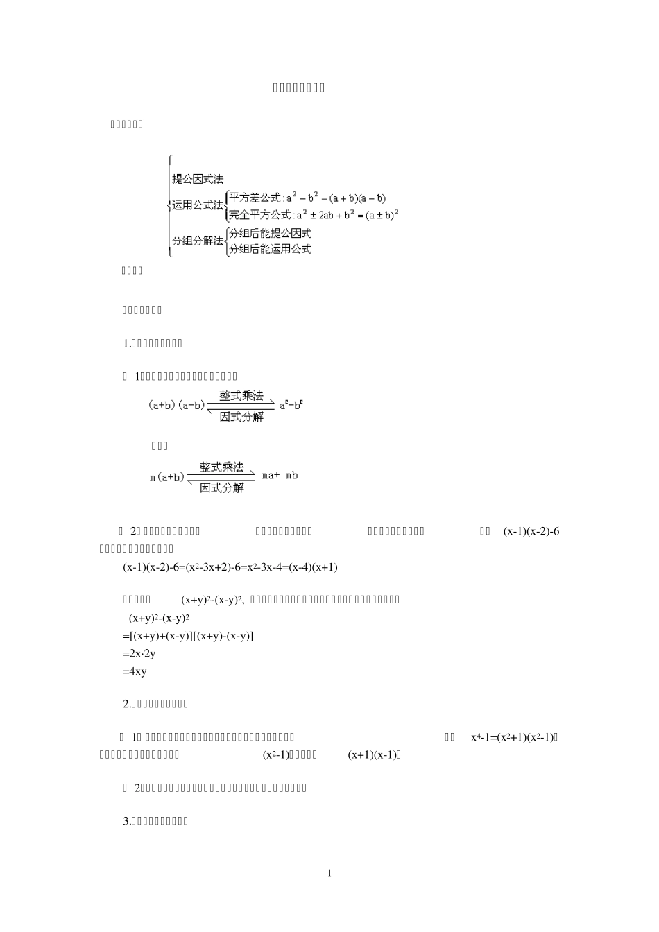 因式分解专题复习_第1页