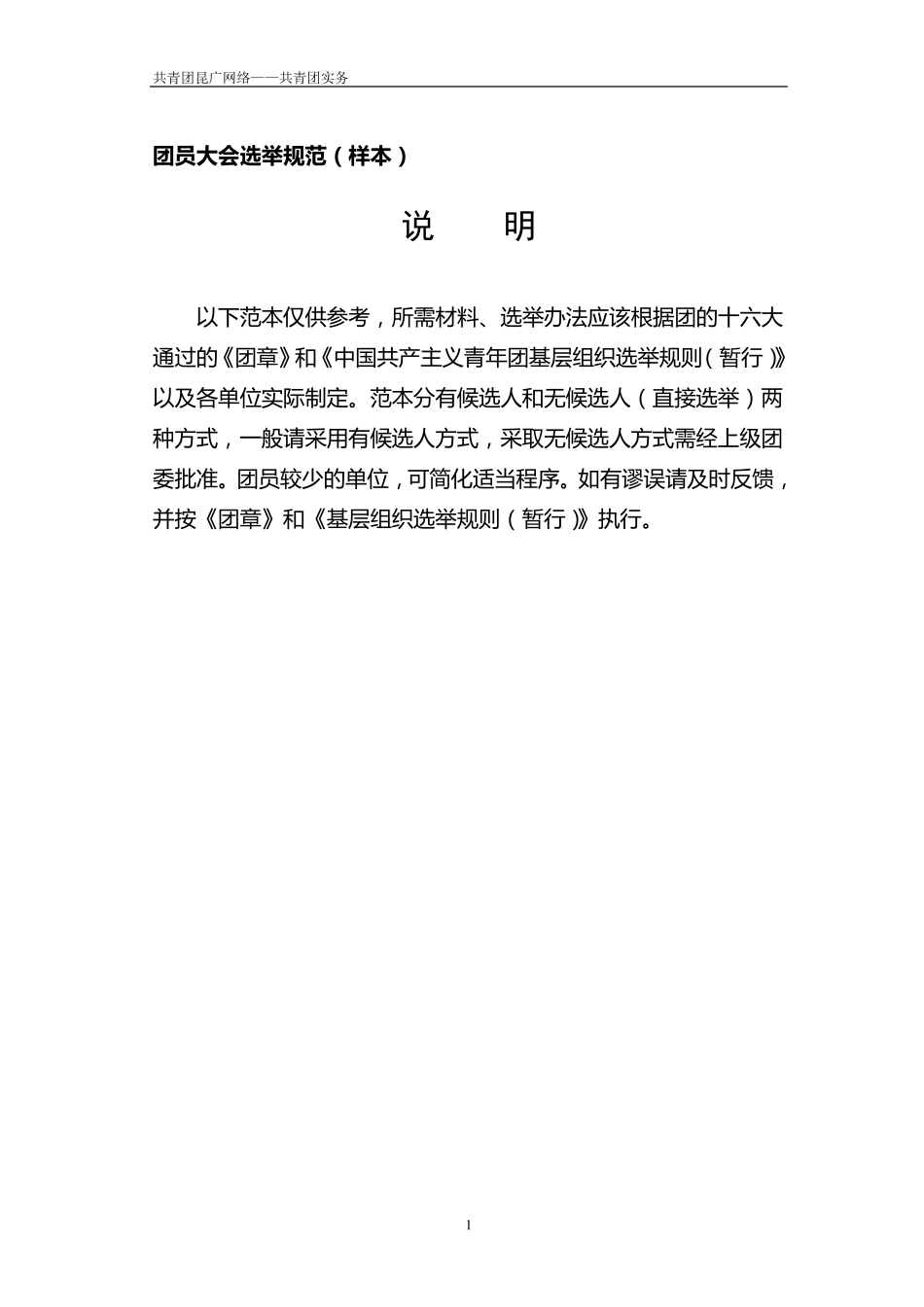 团员大会选举规范(样本)_第1页