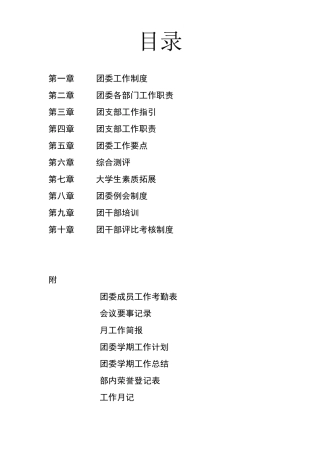 团委工作手册(目录内容)