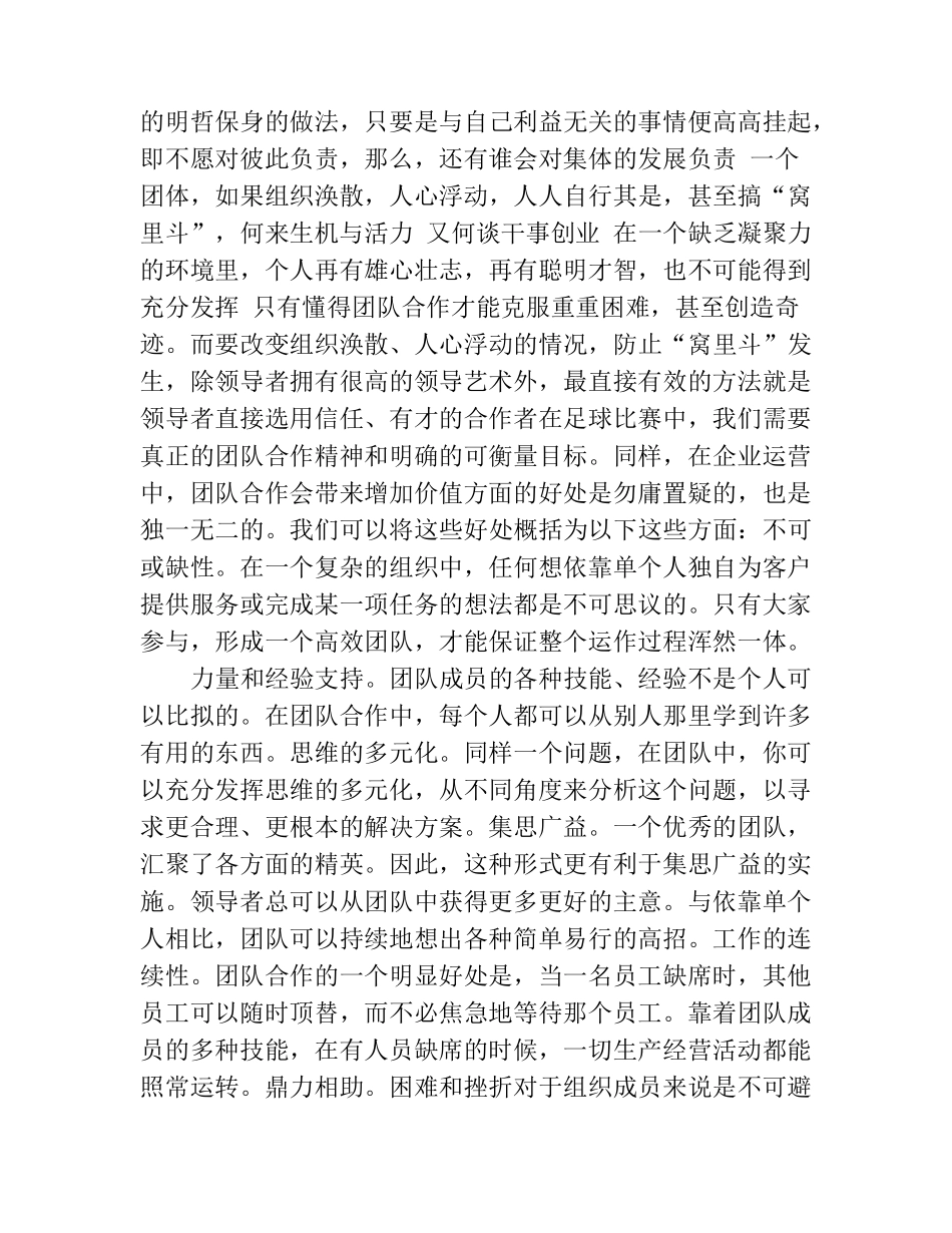 团队合作的重要性心得经验分享_第2页