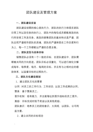 团队建设及管理实施方案
