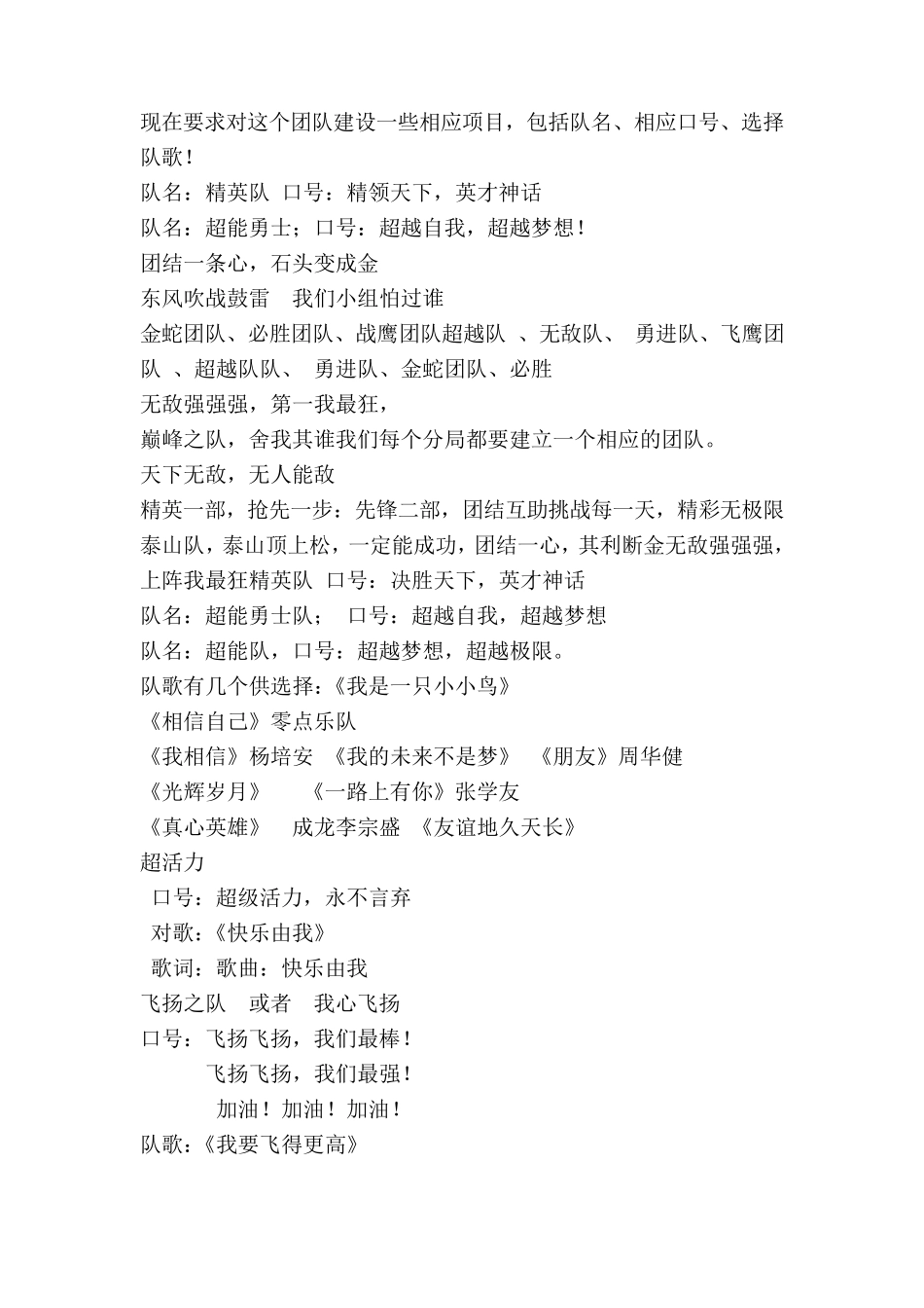 团队精神口号大全_第3页