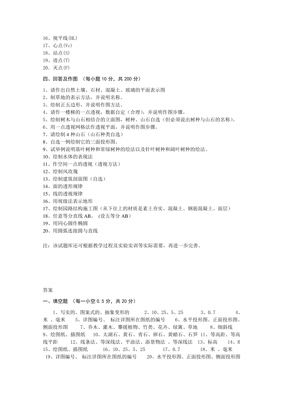 园林制图与识图试题库及答案_第3页