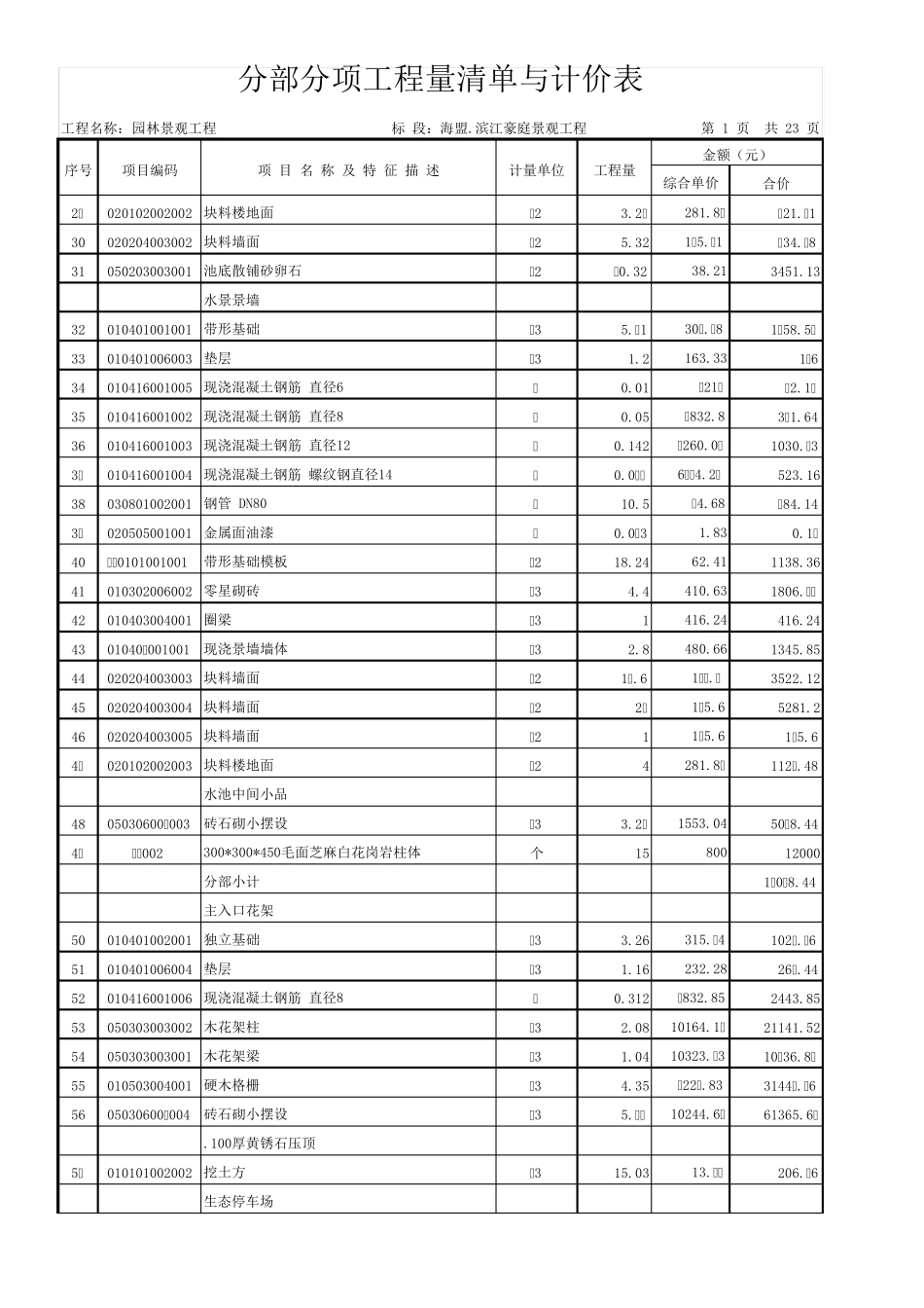 园林景观工程预算_第2页