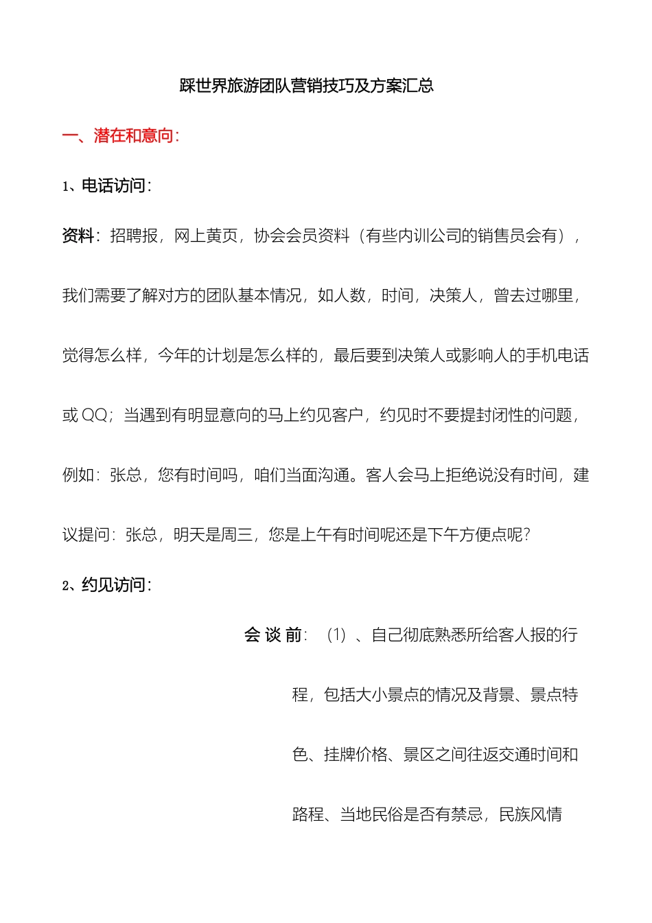 踩世界旅游销售团队营销方案的汇总_第2页