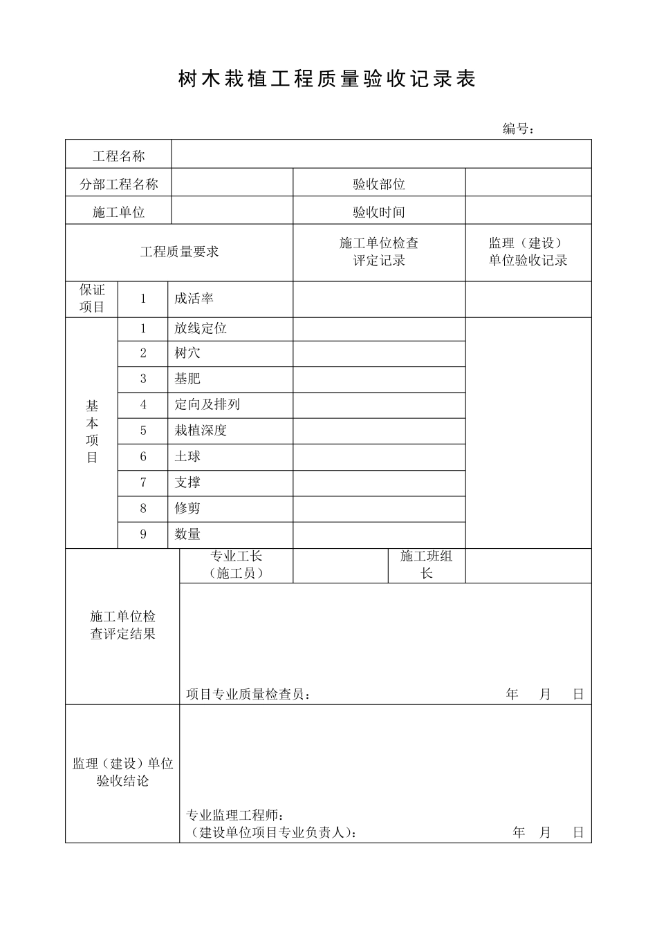园林绿化工程分部分项验收记录表(10个)_第3页