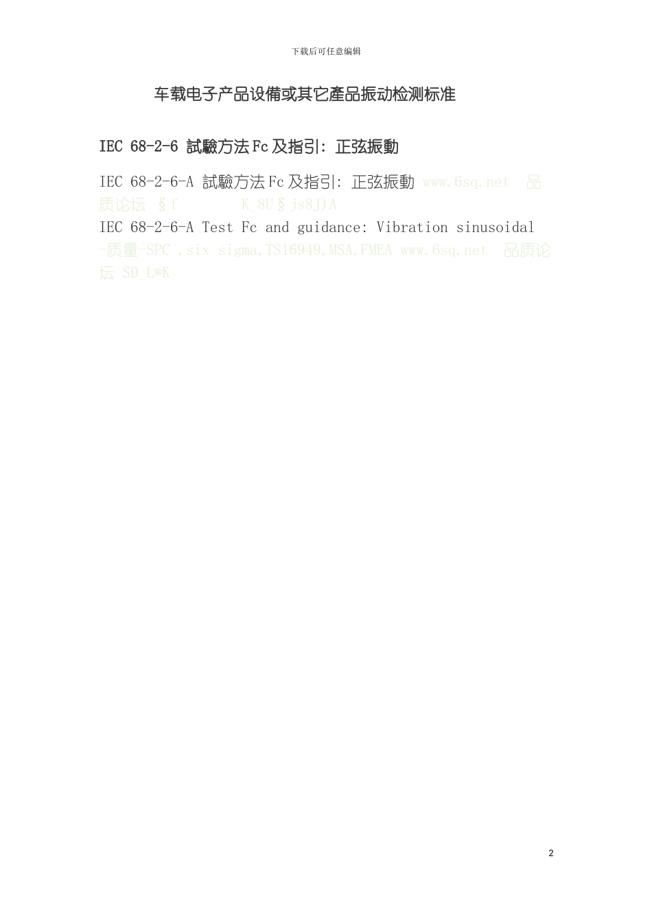 车载电子产品设备或其他产品振动检测标准模板_第2页